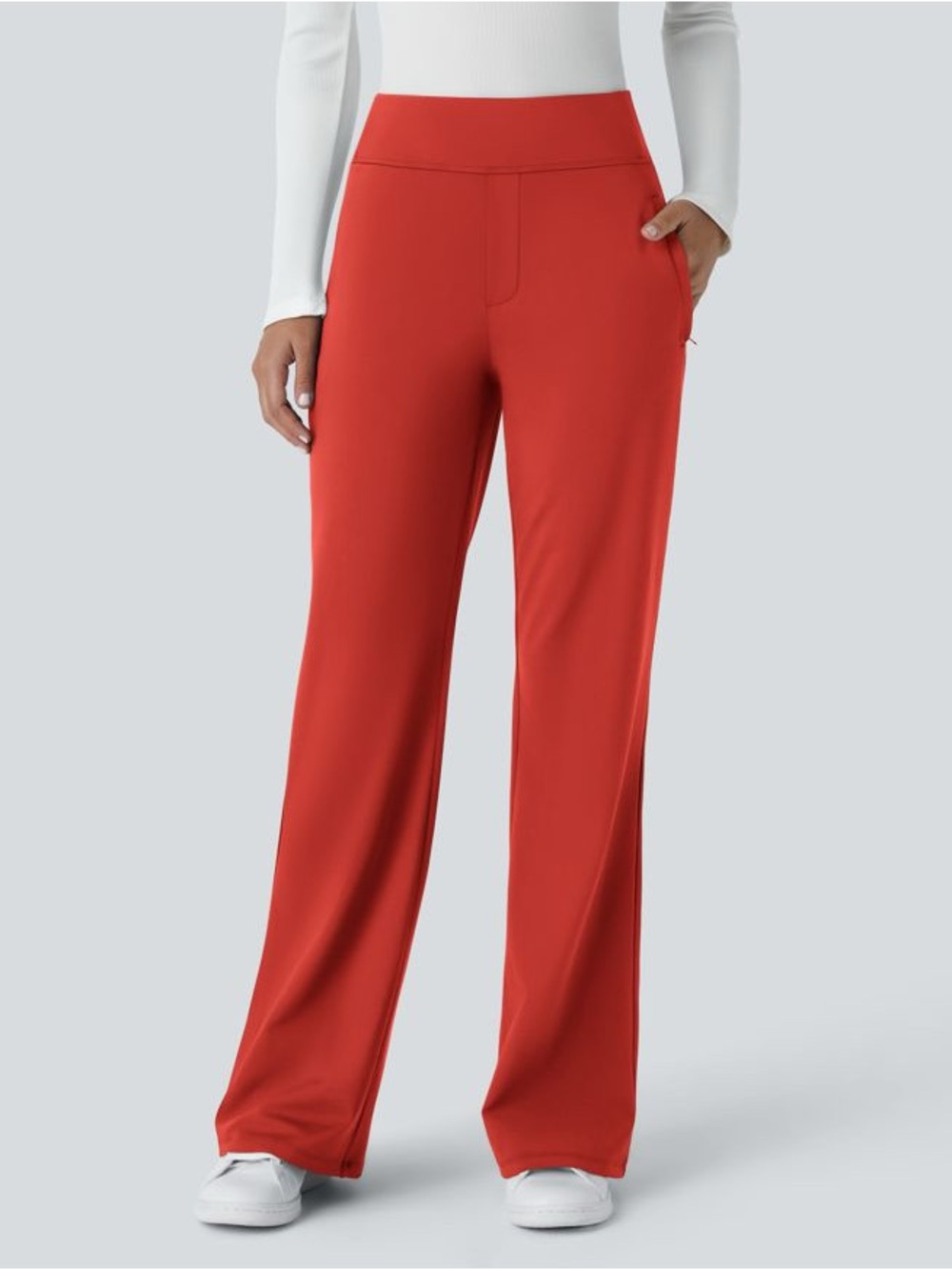 Halara Flex™ DayStretch Mid Rise Side Zipper Pocket Work Flare Pants - Picture 3 of 14